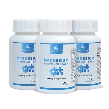 3 Bottles Sixfold Magnesium Complex | 350mg of Magnesium Glycinate, Malate, Citrate, Taurine, Oxide, Mg+ for Muscles,Nerves,& Energy, GABA Sleep Support | High Absorption | Vegan | 90 Capsules