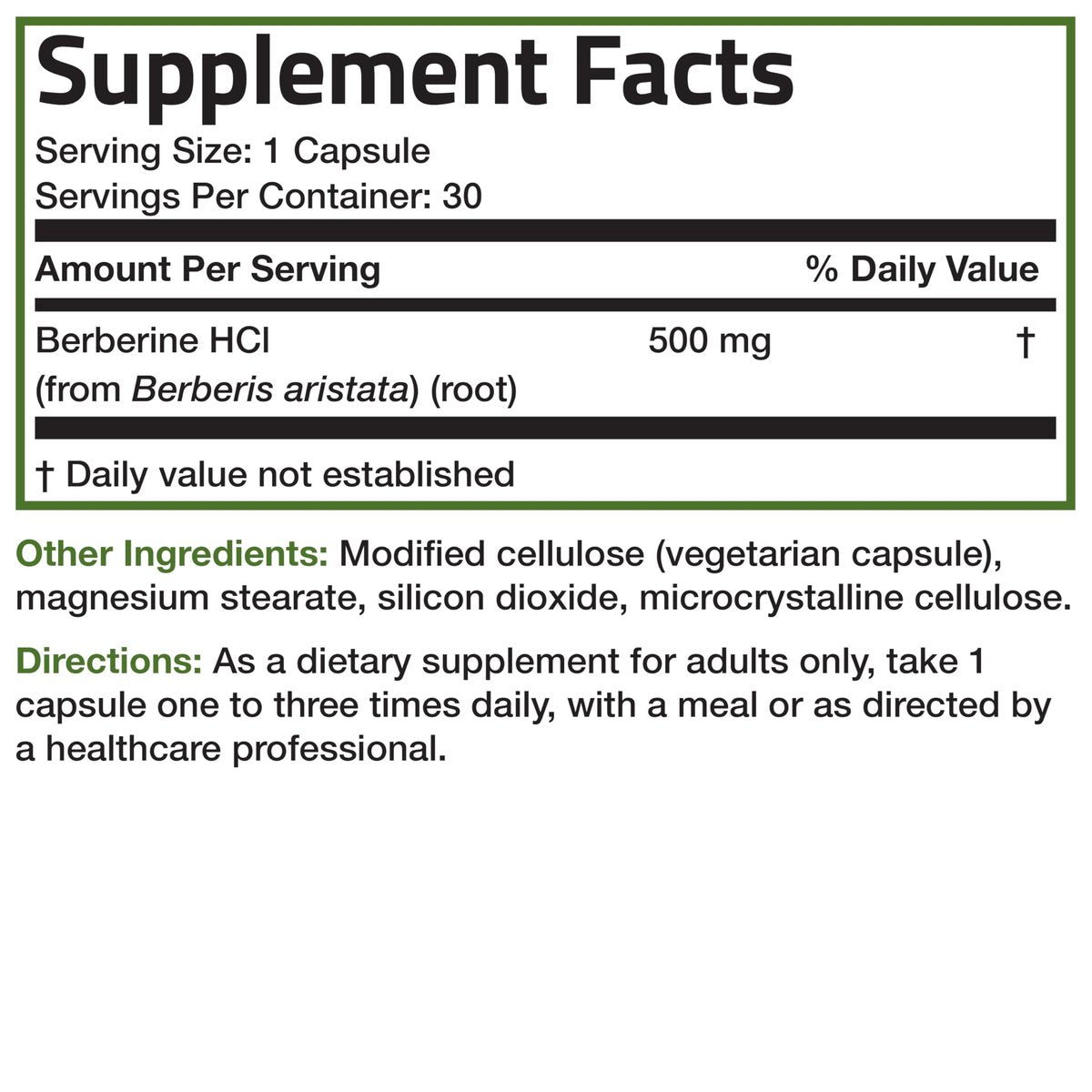 Bronson Berberine As Berberine HCI Berberis Aristata 500mg Per Vegetarian Capsule Non-GMO, 30 Vegetarian Capsules - görsel 3