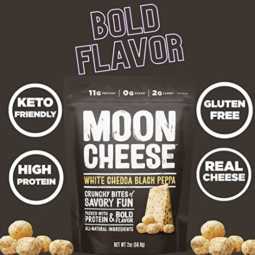 Moon Cheese Variety Pack, Cheddar, White – 100% Real Cheese: Each crisp is made from real cheese with no – Image 1