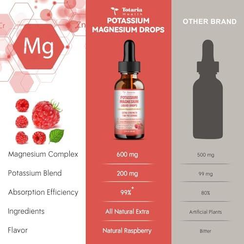 Potassium Magnesium Supplement Liquid Drops - High Absorption Potassium Supplement with Magnesium, Calcium, Vitamin D3 K2, Vegan, Non-GMO Potasio Support Leg Cramps, Bone, Muscle - 2 Fl oz - görsel 10