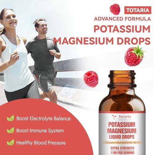 Potassium Magnesium Supplement Liquid Drops - High Absorption Potassium Supplement with Magnesium, Calcium, Vitamin D3 K2, Vegan, Non-GMO Potasio Support Leg Cramps, Bone, Muscle - 2 Fl oz - görsel 8