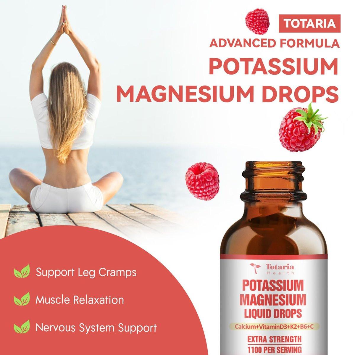 Potassium Magnesium Supplement Liquid Drops - High Absorption Potassium Supplement with Magnesium, Calcium, Vitamin D3 K2, Vegan, Non-GMO Potasio Support Leg Cramps, Bone, Muscle - 2 Fl oz - görsel 5