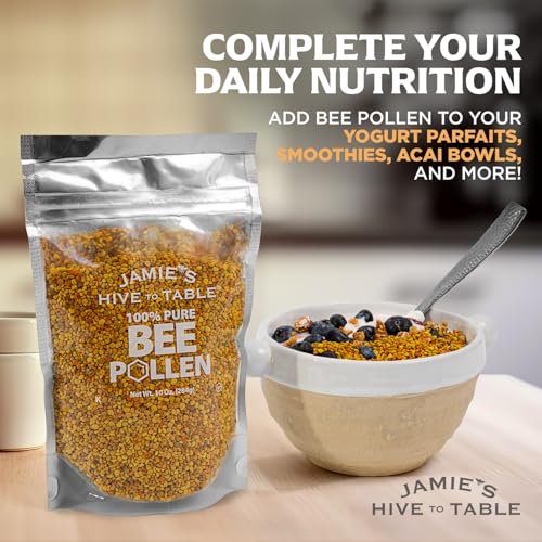 Jamie’s Hive to Table Raw Bee Pollen, 10 oz – 100% Pure Bee Pollen – Harvested from Flowers, Naturally Dried for Freshness – Great for Smoothies, Oatmeal & Recipes - görsel 14