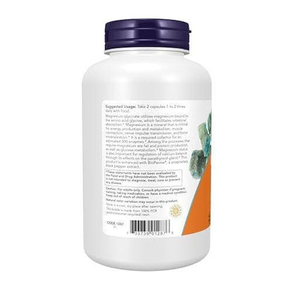 Now Supplements, Magnesium Glycinate with BioPerine, 180 Veg Capsules