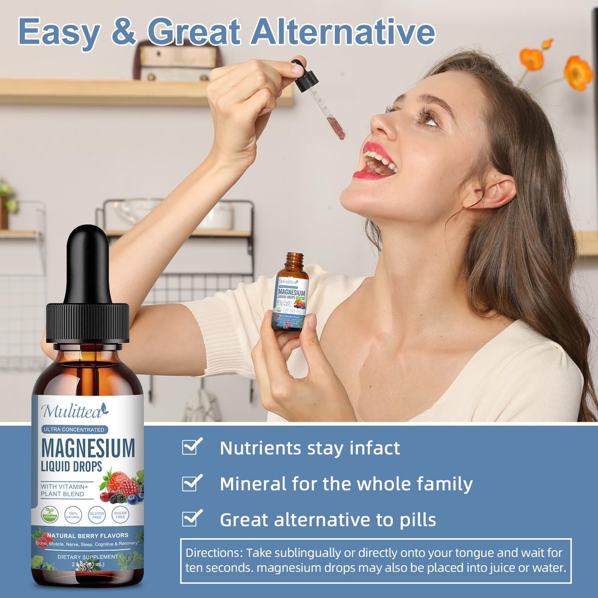 Magnesium Glycinate Liquid Drops with L-Theanine, Ashwagandha & Saffron - Herbal Sleep & Calm Support with Chamomile, Passionflower & Kava - Relaxation, Mood & Nerve Support - Sugar Free - 1 Pack - görsel 9