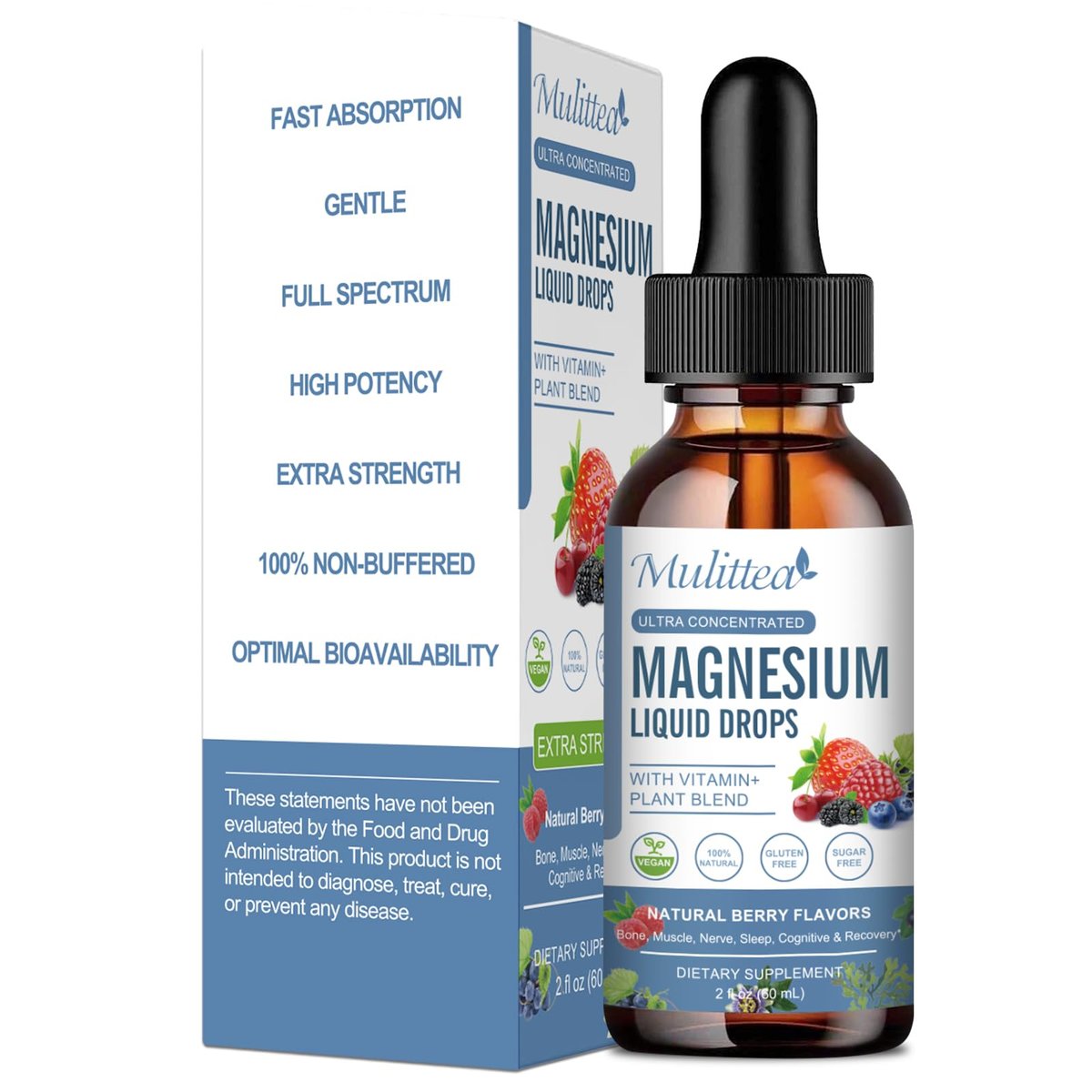 Magnesium Glycinate Liquid Drops with L-Theanine, Ashwagandha & Saffron - Herbal Sleep & Calm Support with Chamomile, Passionflower & Kava - Relaxation, Mood & Nerve Support - Sugar Free - 1 Pack - görsel 1
