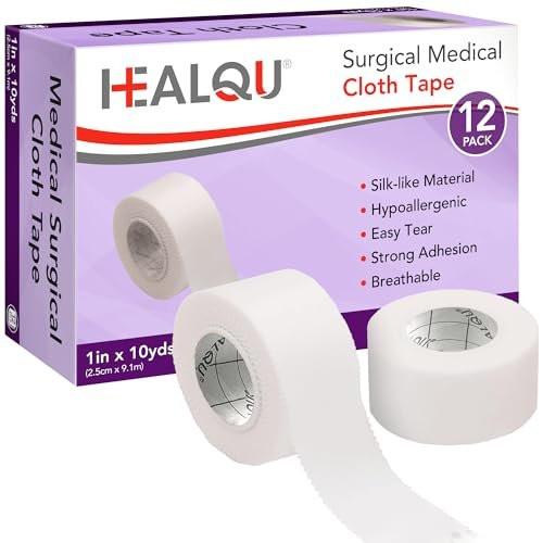 Healqu Silk Like Medical Tape - Durable Cloth Medical Tape - 1 in x 10yd - Surgical Tape Woven for Strongly Holding Large Dressings, Securing Splints, and Ideal for Long-Term Care (1"x10yd (12 Pack)) - görsel 2