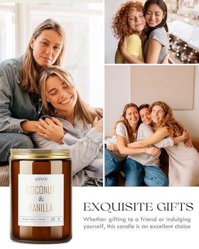 AOOVOO Vanilla Coconut Candle - Large Scented Candles 22oz, Soy Candles, Aromatherapy Candle, Soy Wax Candle - görsel 4