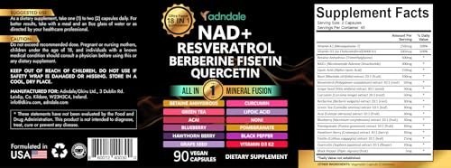 Adndale Liposomal NAD Supplement – Longevity Formula NMN Supplement Alternative – 90CT Advanced NAD+ Resveratrol - görsel 2