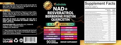 Adndale Liposomal NAD Supplement – Longevity Formula NMN Supplement Alternative – 90CT Advanced NAD+ Resveratrol
