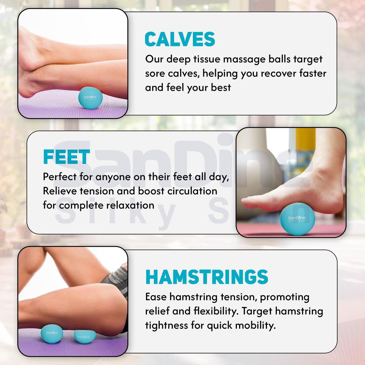 Lacrosse Massage Balls for Deep Tissue Massage - Release Tension Relieve Muscle Soreness Improve Flexibility - Ideal for Myofascial Release Trigger Point Therapy - 2Pack Yoga Balls by Sandine (Blue) - görsel 10