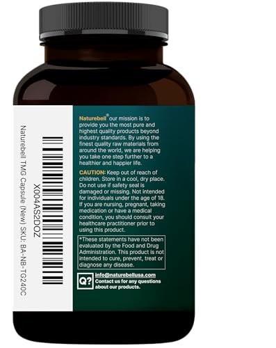 NatureBell TMG Supplements 1,500mg, 240 Capsules | Max Strength Betaine Anhydrous Trimethylglycine – Supports Healthy Homocysteine Balance, Heart & Liver Health – Non-GMO, Gluten Free - görsel 14