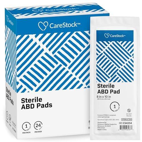 CareStock Abdominal Pads 8x10 in Sterile ABD Pads, Extra Absorbent, Individually Wrapped, Wound Care First Aid, 24 Count, Pack of 1 - görsel 1