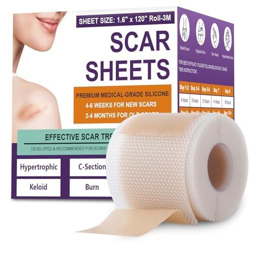 Silicone Scar Sheets, Medical Grade Silicone Scar Tape for Surgical, Hypertrophic, Keloid, C-Section, Burn, Old & New Scars, Reusable Professional Scars Removal Sheets (1.6"X 120" Roll-3M) - görsel 3