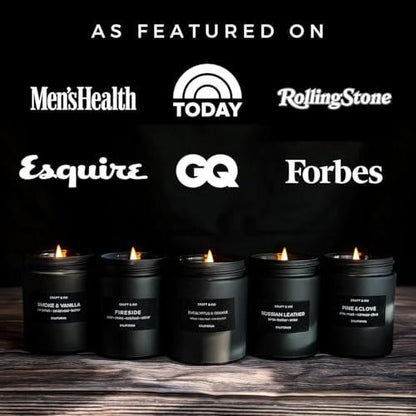 Craft & Kin Premium Orange & Eucalyptus Candle | Black Scented Candles for Home | Long Lasting with 45 Hour Burn Time, 7.6oz | Soy Candle | Aromatherapy at Home | Gifts for Men