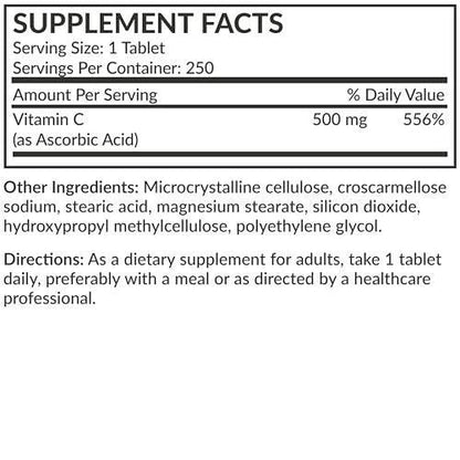 Futurebiotics Vitamin C 500mg Non-GMO, 250 Tablets