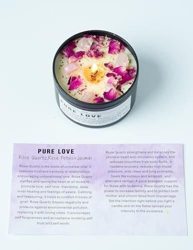 Crystal Candle, Healing Energy Protection Gift, Mindful Intentions, Best Friend, Mother's Birthday Gift.(Pure Love) - görsel 3