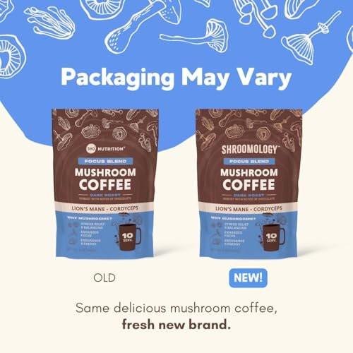 360 Nutrition Instant Mushroom Coffee with Cordyceps, Lion’s Mane Superfood Mushrooms and Ashwagandha for Cognitive Balance, Memory and Focus | Dark Roast, No Added Sugar 5 oz (Focus Blend) - görsel 1