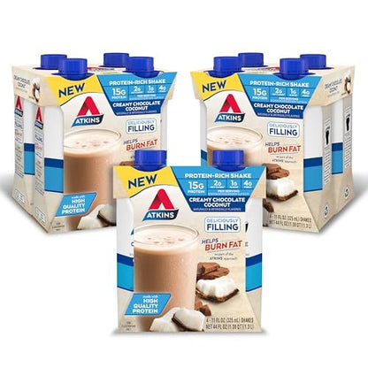 Atkins Creamy Chocolate Coconut Protein – Low Sugar: Just 1g of sugar per serving helps control blood sugar levels. – Image 3