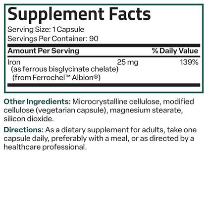 Bronson Iron Bisglycinate 25 mg Gentle on – Iron (as Ferrous Bisglycinate): 25 mg – Image 7