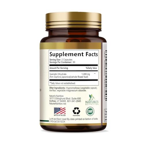Quercetin Dihydrate 1000mg per Serving - Premium Plant-Based Bioflavonoids - Extra Strength Antioxidant Immune & Respiratory Health Support - High Absorption Quercetin Dihydrate - 60 Veggie Capsules - görsel 16