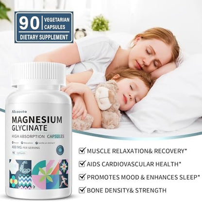 Magnesium Glycinate 400 MG per Serving 100% – 90 Capsules per Bottle: Each bottle contains 90 vegetarian capsules, – Image 5