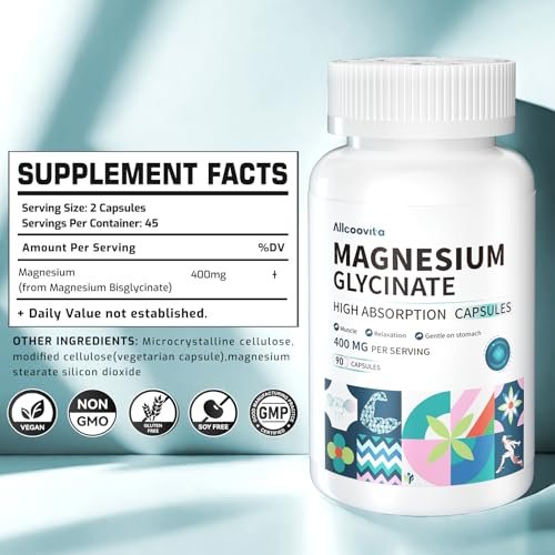 Magnesium Glycinate 400 MG per Serving 100% – Non-GMO and Vegetarian: We use only non-GMO ingredients and – Image 3