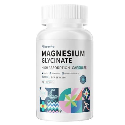 Magnesium Glycinate 400 MG per Serving 100% – 100% Chelated for High Absorption: Our magnesium glycinate is fully – Image 1
