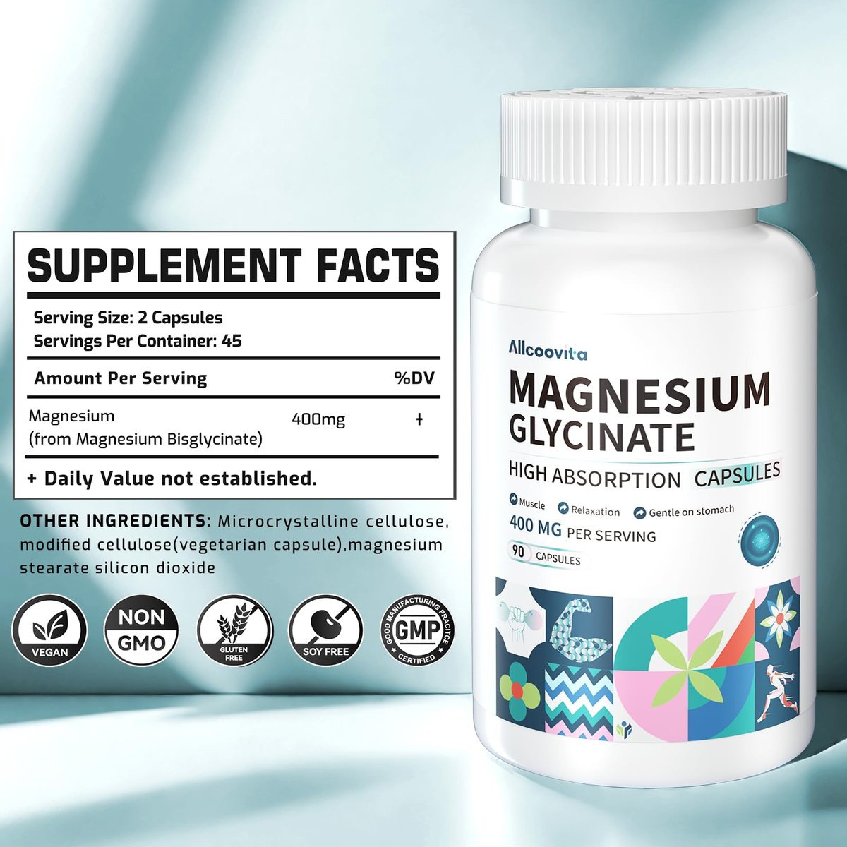 Magnesium Glycinate 400 MG per Serving 100% – Supports Relaxation and Sleep: Magnesium glycinate is often – Image 4