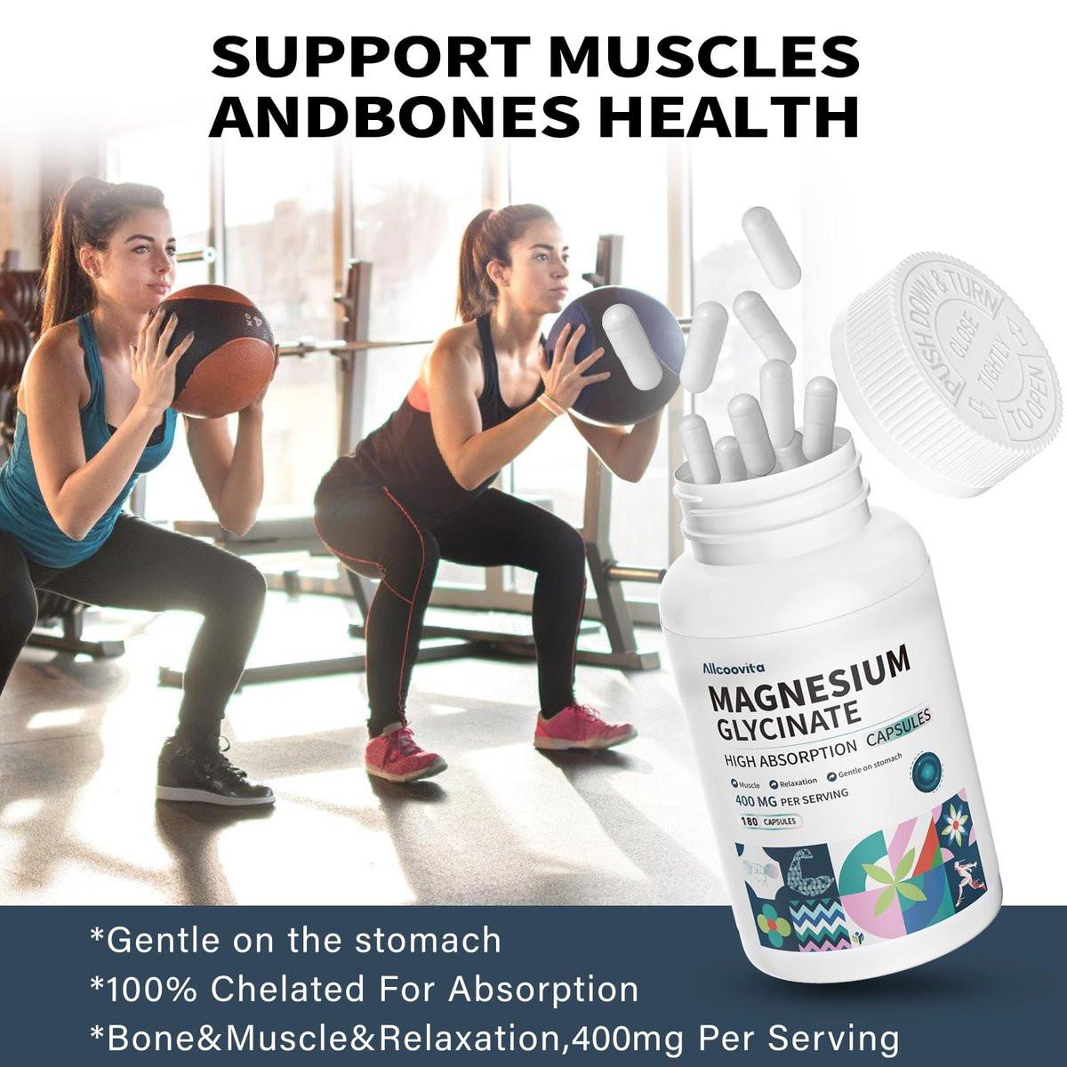 Magnesium Glycinate 400 MG per Serving 100% Chelated for High Absorption, Gentle On Stomach, Non-GMO, 180 Vegetarian Capsules – Image 10