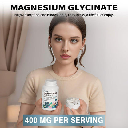 Magnesium Glycinate 400 MG per Serving 100% Chelated for High Absorption, Gentle On Stomach, Non-GMO, 180 Vegetarian Capsules – Image 8