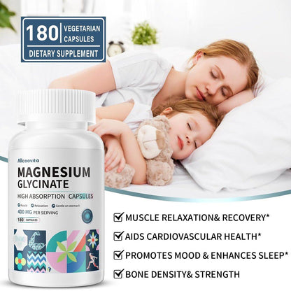 Magnesium Glycinate 400 MG per Serving 100% Chelated for High Absorption, Gentle On Stomach, Non-GMO, 180 Vegetarian Capsules – Image 6