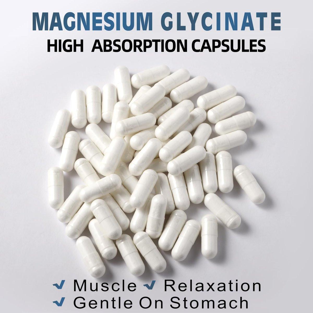 Magnesium Glycinate 400 MG per Serving 100% Chelated for High Absorption, Gentle On Stomach, Non-GMO, 180 Vegetarian Capsules – Image 12