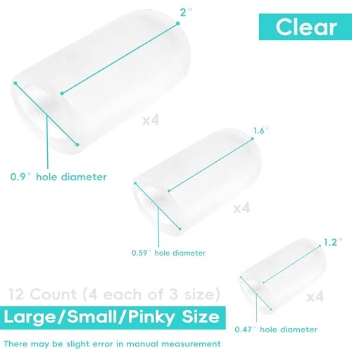 Byehambuni Silicone Toe Protectors - 12 Pack Gel Toe Caps - Toe Covers for Women - Toe Cushions for Pain Relief, Corns, Calluses, Blisters, Missing or Ingrown Toenails, Reusable - Clear (4L+4S+4Pinky) - görsel 1