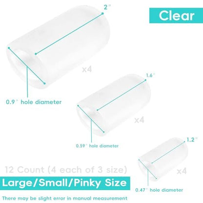 Byehambuni Silicone Toe Protectors - 12 Pack Gel Toe Caps - Toe Covers for Women - Toe Cushions for Pain Relief, Corns, Calluses, Blisters, Missing or Ingrown Toenails, Reusable - Clear (4L+4S+4Pinky)
