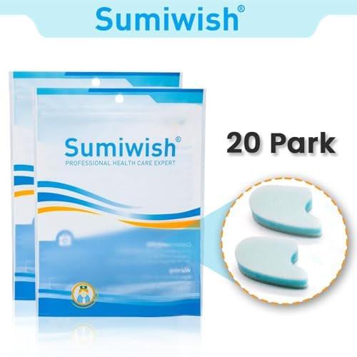 Sumiwish Foam Toe Separators, 20 Pack Breathable Toe Spacers, Reduce Friction and Relieve Corns Pain, Overlapping Toes Corrector - (Blue) - görsel 8
