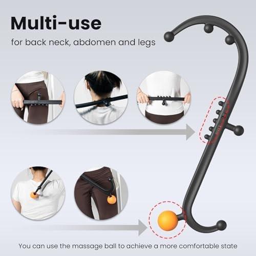 LiBa Trigger Point Massage Tool, Detachable Back Neck Shoulder Massager for Pain Relief, Manual Therapy Massage Cane Hook Stick with Massager Ball, Gift for Athlete, Desk Worker, Chronic Pain Sufferer - görsel 4