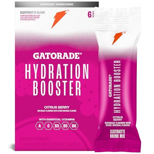 Gatorade Hydration Booster Electrolyte Drink Mix Powder Packets, Citrus Berry, Advanced Electrolyte Blend, No Added Colors, No Artificial Sweeteners, Essential Vitamins A, C, B3, B5, B6, Makes 20 Fl Oz (6 Pack) - görsel 3