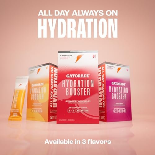 Gatorade Hydration Booster Electrolyte Drink Mix Powder Packets, Citrus Berry, Advanced Electrolyte Blend, No Added Colors, No Artificial Sweeteners, Essential Vitamins A, C, B3, B5, B6, Makes 20 Fl Oz (6 Pack) - görsel 10