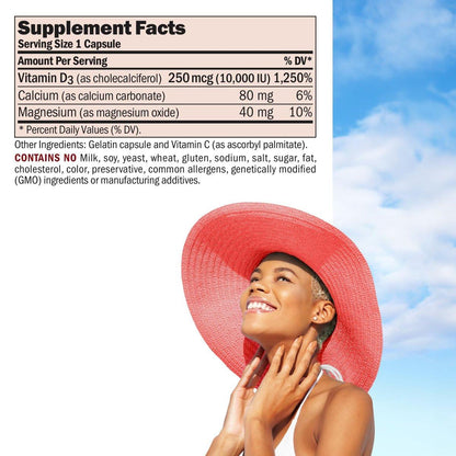 ANDREW LESSMAN Vitamin D3 10,000 IU 60 Capsules - High Potency, Essential for Calcium Absorption, Supports Bone Health, Brain Health, Immune System, More. Small Easy to Swallow Capsules