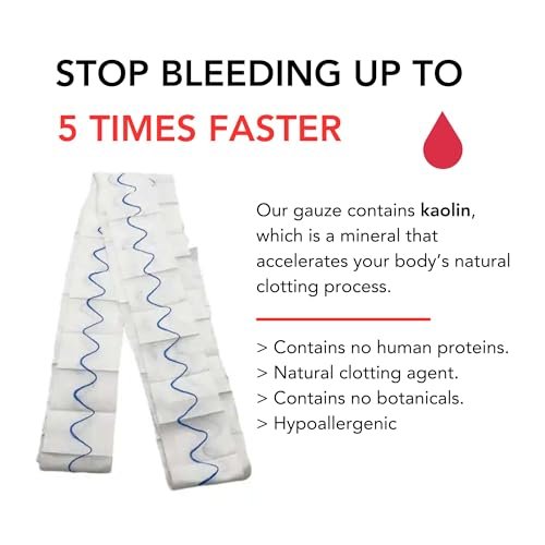 First Aid Advanced Quick Clot Combat Gauze - Flexible Hemostatic Gauze - to Stop The Bleed Kit Faster Wound Packing with Quick Clotting Medical Gauze - Survival Kit Supplies (Pack of 2) - görsel 11