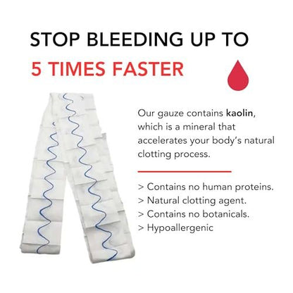 First Aid Advanced Quick Clot Combat Gauze - Flexible Hemostatic Gauze - to Stop The Bleed Kit Faster Wound Packing with Quick Clotting Medical Gauze - Survival Kit Supplies (Pack of 2)