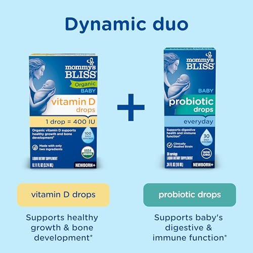 Mommy's Bliss Organic Baby Vitamin D Drops | Infant Vitamin D3 Drops Promote Healthy Growth and Bone Development | Newborn+ | 0.11 Fl Oz (100 Servings) | Pack of 2 - görsel 10