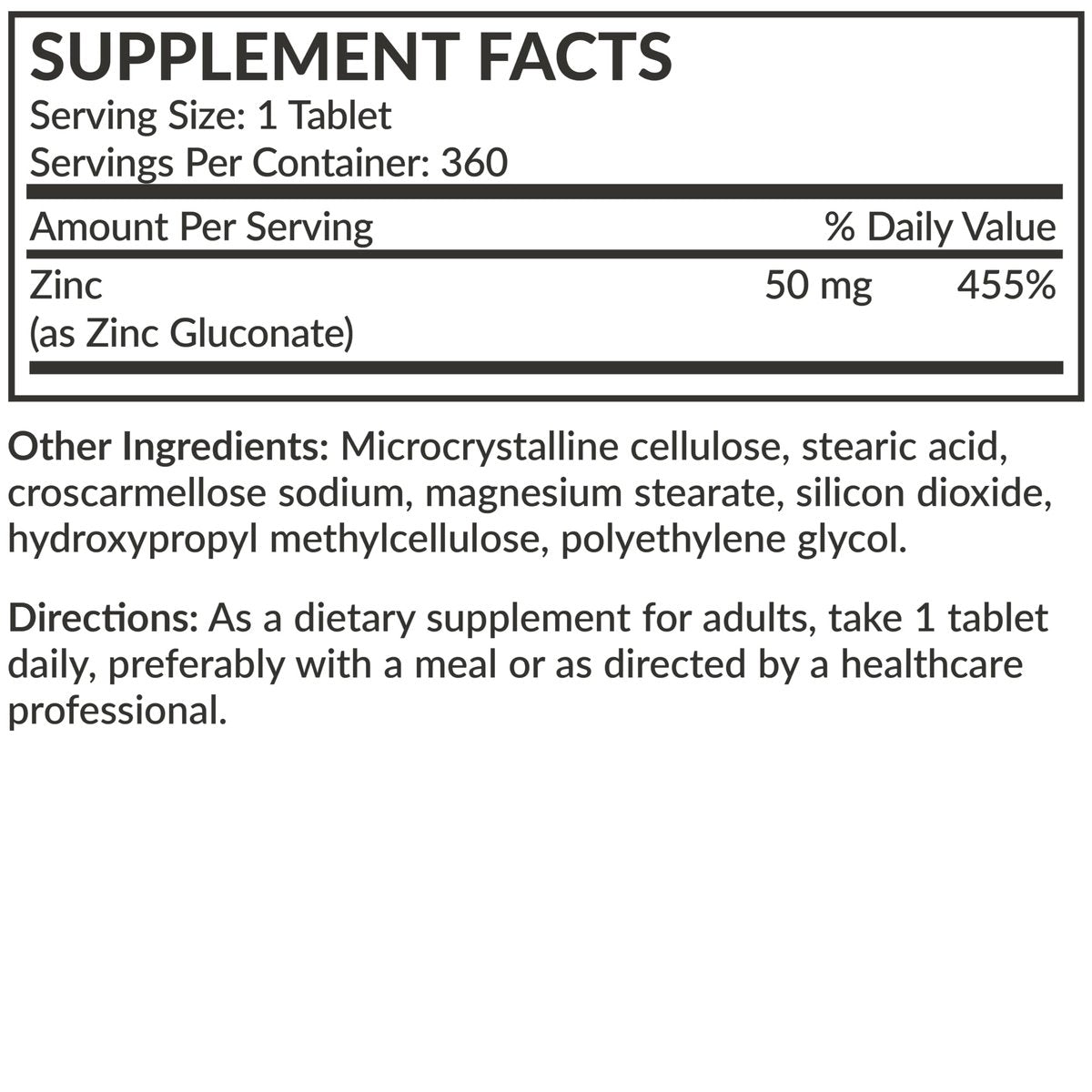 Futurebiotics Zinc 50 MG High Potency, 1 Year Supply - Non-GMO 360 Vegetarian Tablets - görsel 1
