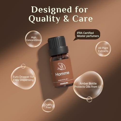 ASAKUKI Men Essential Oils Set for Diffuser, 6×10ml Cologne-Inspired Unisex Fragrance Oils for Diffusers – Elegant, Clean, and Confident Scents - görsel 16
