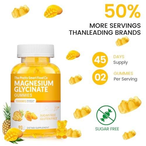 Magnesium Glycinate Gummies 1000mg - 90 Ct | Magnesium Potassium Supplements for Relaxation, Stress Relief, with Vitamin D, B6, CoQ10 for Calm Mood & Sleep Support - Mango Pineapple Gummies - görsel 5