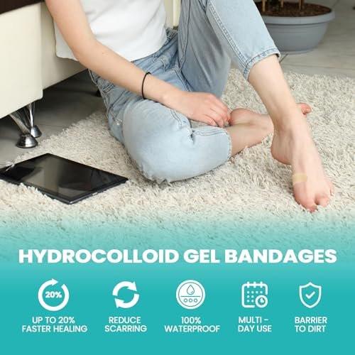 Promifun Blister Bandages - 28 ct Hydrocolloid Cushions for Foot, Toe, Heel - Water Resistant Gel Pads for Prevention & Recovery, Bunion Pack - görsel 11