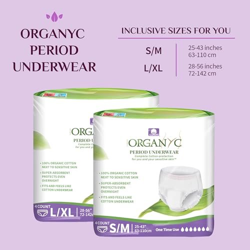 Organyc Certified Organic Cotton Disposable Period Underwear for Sensitive Skin, Super Absorbent, All-Day or Overnight, S/M, 4 Count - görsel 15