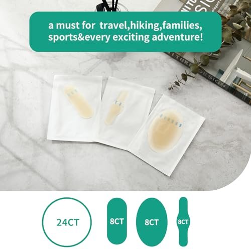 Gel Blister Bandages Blister Cushions - 24Pcs Water Resistant Hydrocolloid Bandages for Heel, Toe & Foot - Blister Pads for Prevention & Recovery - Variety Pack - görsel 7