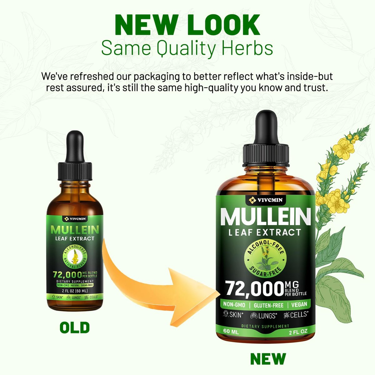 vivcmin Mullein Drops for Lungs with Licorice & Astragalus, Respiratory & Immune Support, Lung Detox for Smokers Tincture, Mullein Leaf Extract for Lung Cleanse, Sugar & Alcohol-Free, 2 fl oz - görsel 10